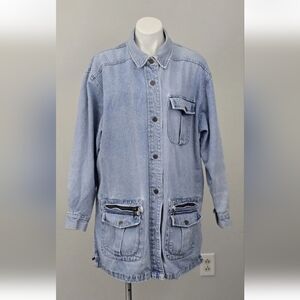 Vintage 90s Avenue Blues Distressed Blue Denim Chore Barn Coat Jacket